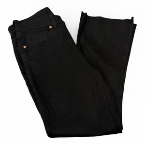 Zara Black Crop Flare Leg Jeans Size 8‎ Raw Hem